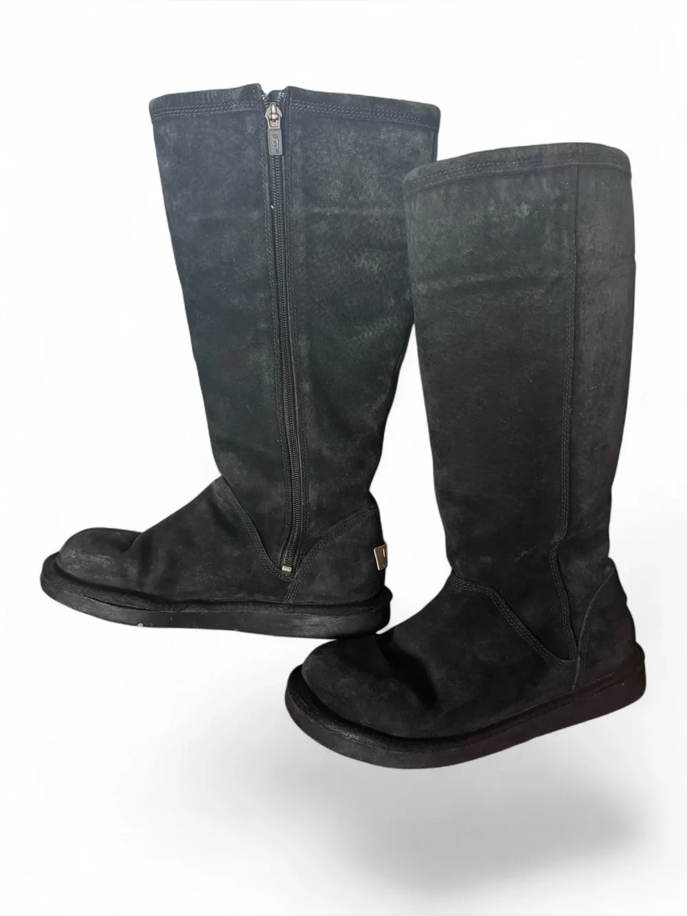 UGG Black 1891 Suede Knee-High Zip Boots Size 8
